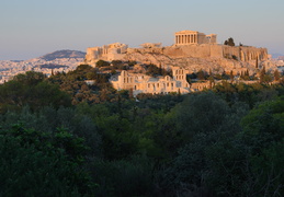 Acropolis and the trees of Filopappou Hill